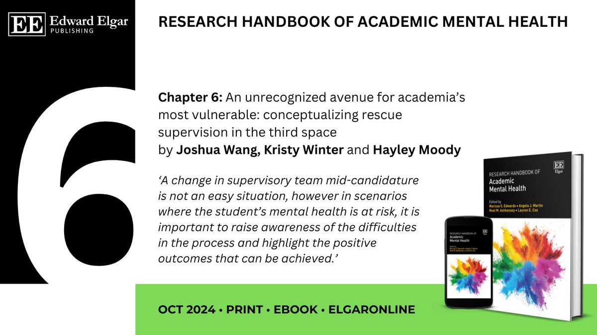 We're so thankful for the positive feedback we've received about the Research Handbook of Academic Mental Health!

What happens when you're struggling and you need to find a new PhD supervisor?

In Chapter 6, Joshua Wang and colleagues explore the phenomenon of rescue