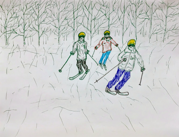 kjk3020's tweet photo. My Watercolor Painting... On the move for Alpine Skiing. #snowclad #glidingdown #forest #winter #skigadgets #watercolors #art https://t.co/0J7zptlqON