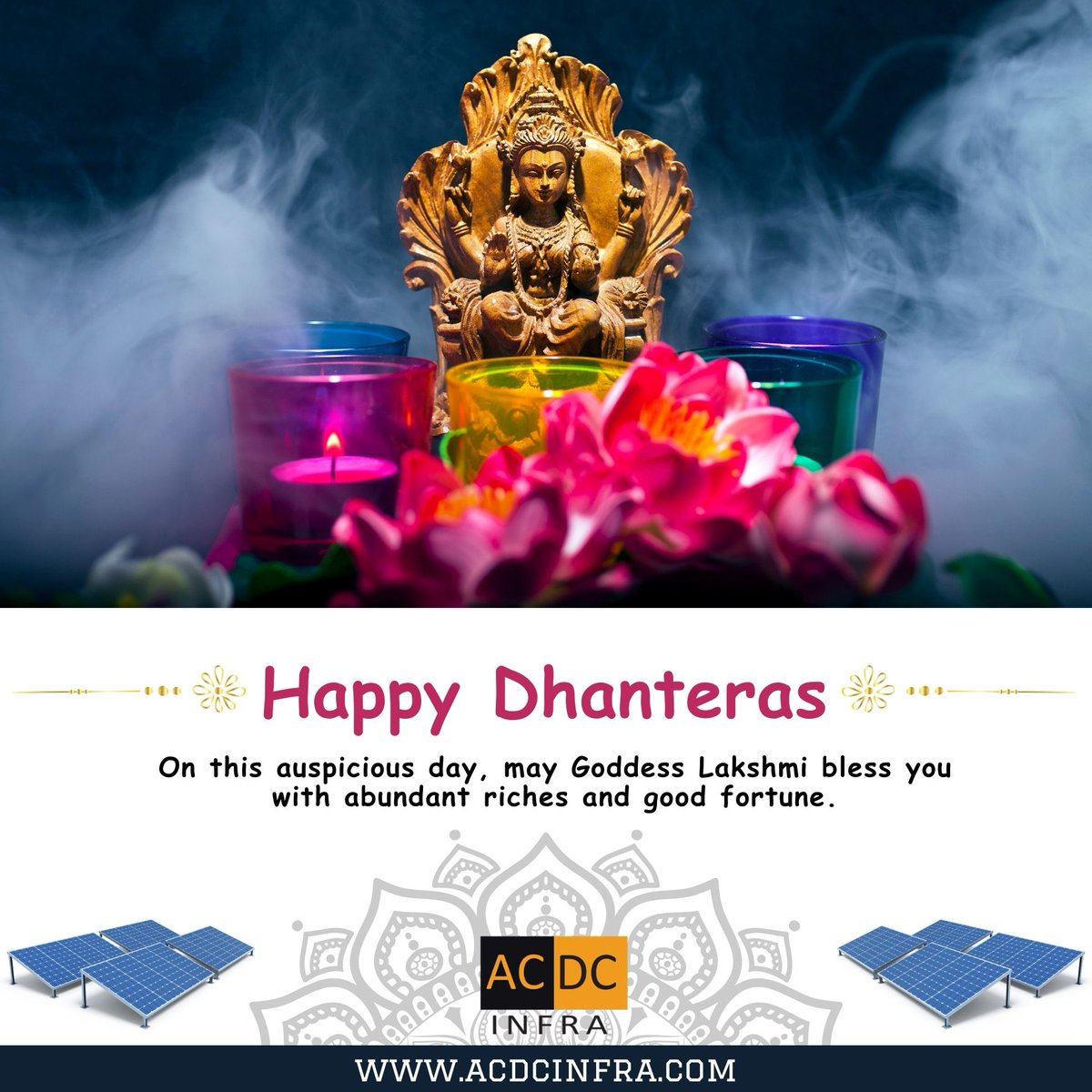 Wishing you a Dhanteras filled with endless prosperity, health, and happiness. May Goddess Lakshmi and Lord #Dhanvantari bless your home with abundance!

#HappyDhanteras #DHANTERAS #Festival #Diwali #AcdcInfra #Solarpower #solarenergy #renewableEnergy #RooftopSolar #UttarPradesh