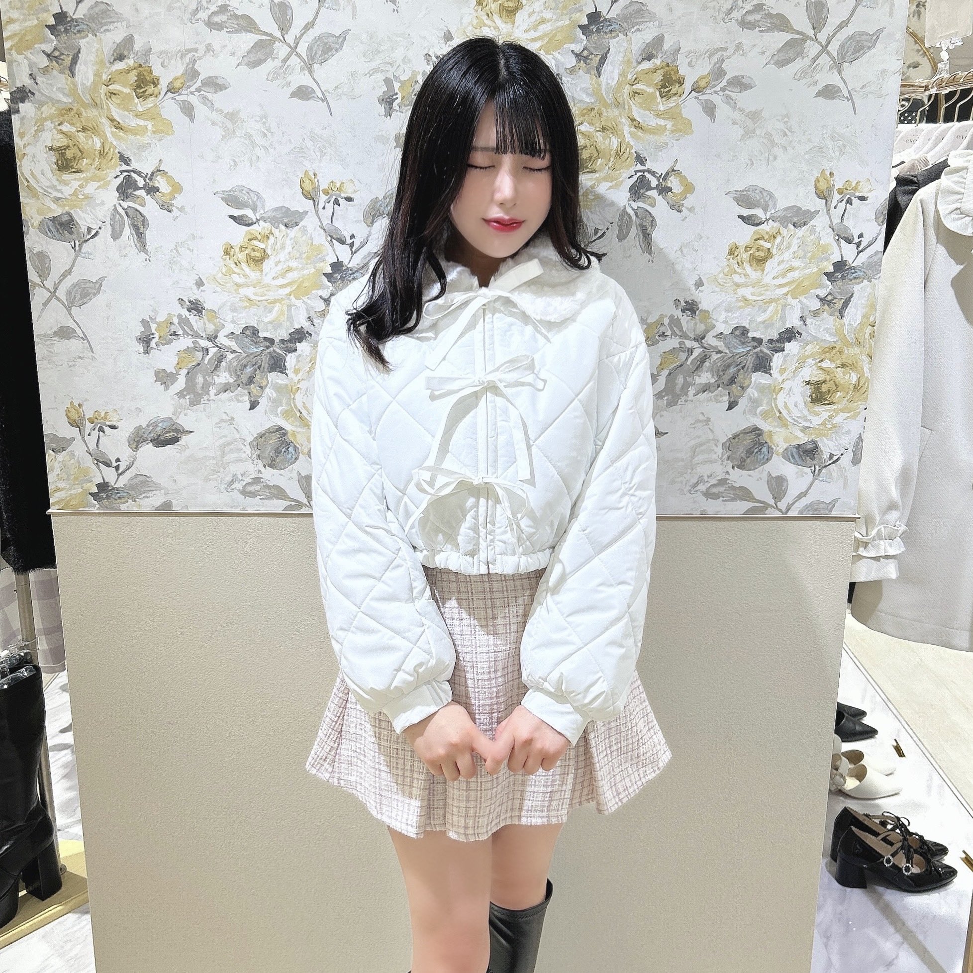 evelyn エブリン リボンファーショートダウン evelyn エブリン リボンファーショートダウン