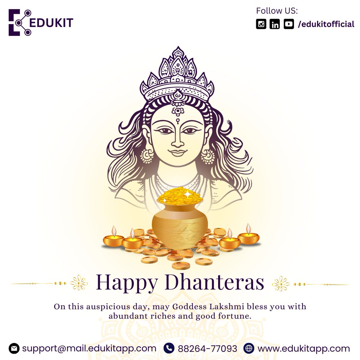 EdukitOfficial's tweet photo. Wishing you wealth, health, and happiness this Dhanteras. May your life shine brightly!Happy Dhanteras!🥳

#dhanteras #happydhanteras #edukit #erp #lms #softwaredeveloper #software https://t.co/yXx1Ogkq63