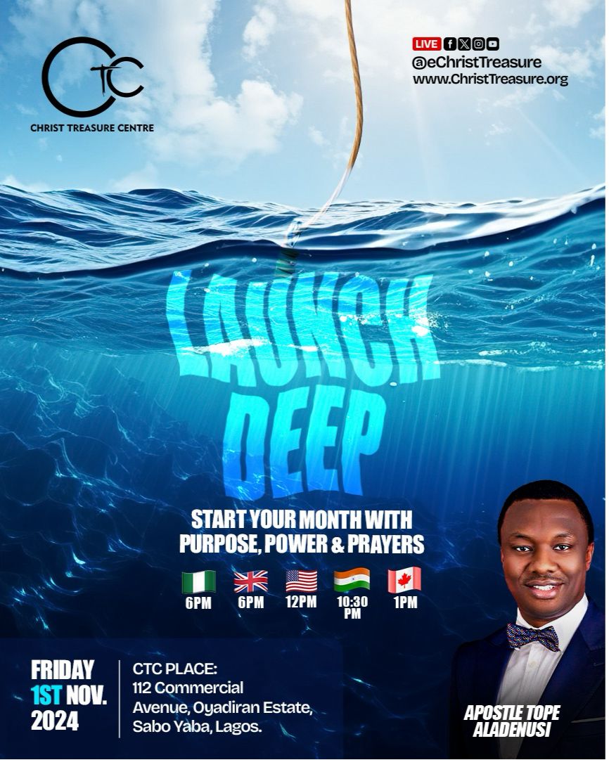 CTCHq1's tweet photo. 🗓 When:Friday, 1st November 2024 
📍 Where: 112 Commercial Avenue, Sabo Yaba 
⏰ Time: 6:00 pm 
📡 Watch Live On: Facebook, YouTube &amp; Mixlr @eChristtreasure https://t.co/1jrZETzhOL