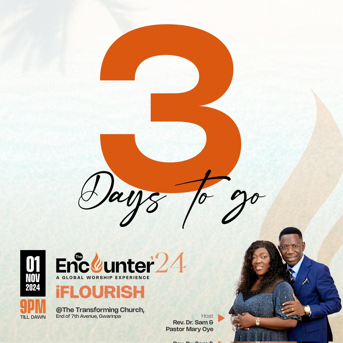 TransformersNG's tweet photo. 3 DAYS TO GO; ENCOUNTER'24 

Pack your bags! 🧳✈️
Dust your dancing shoes!👠👟
Iron your garments of praise!👗👕

Join us for an EXPLOSIVE evening of praise and worship!
We Can't Wait to Welcome You!!
#Encounter2024 #encounter24 #iFlourish #RevSamOye #PPH #praise #dance https://t.co/V3d0MYfzhe