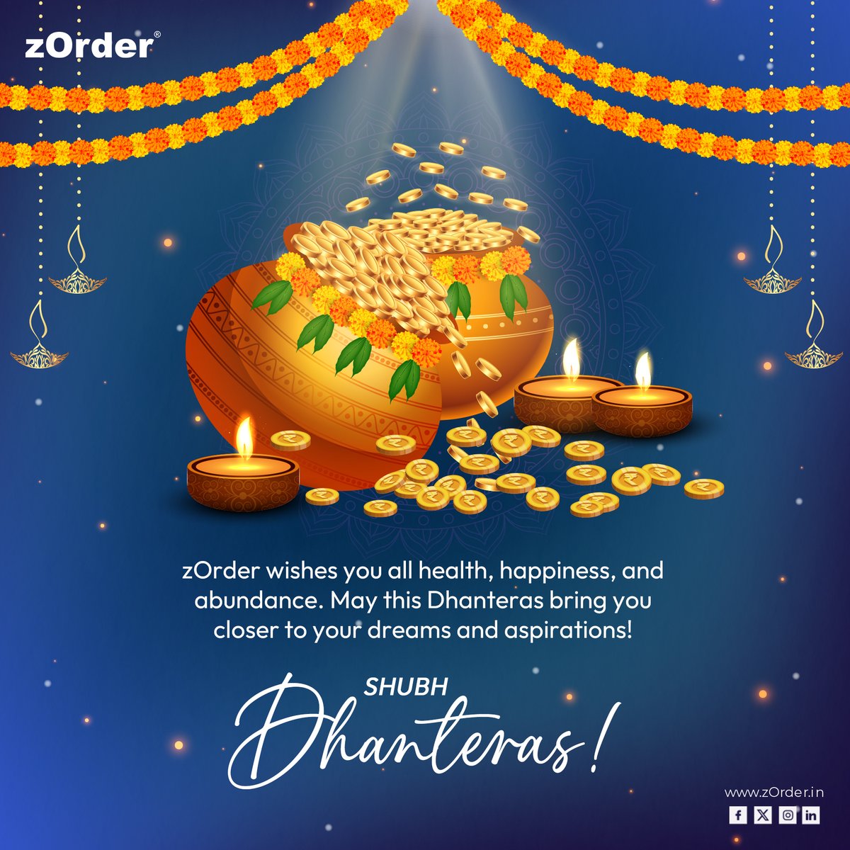 zordertech's tweet photo. Happy Dhanteras to you all from Team zOrder !

On this auspicious occasion, let’s celebrate the arrival of wealth and prosperity into our lives. Dhanteras marks the beginning of the Diwali festivities, reminding us to embrace good fortune and health.

#Dhanteras #Dhanteras2024 https://t.co/gJMNsmFSBD