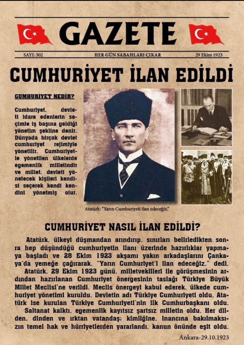 Cumhuriyet ilelebet payidar kalacaktır.
 #29EkimCumhiyetBayramımız  kutlu olsun.
