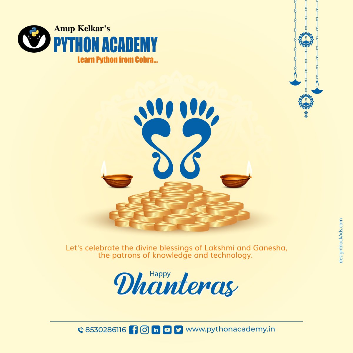 PythonAcademy's tweet image. ✨ Wishing everyone a prosperous and joyful Dhanteras! May Goddess Lakshmi bring wealth, success, and happiness to all.
Happy Dhanteras from Python Academy! 🪔💰 #Dhanteras #Diwali #PythonAcademy #धनत्रयोदशी