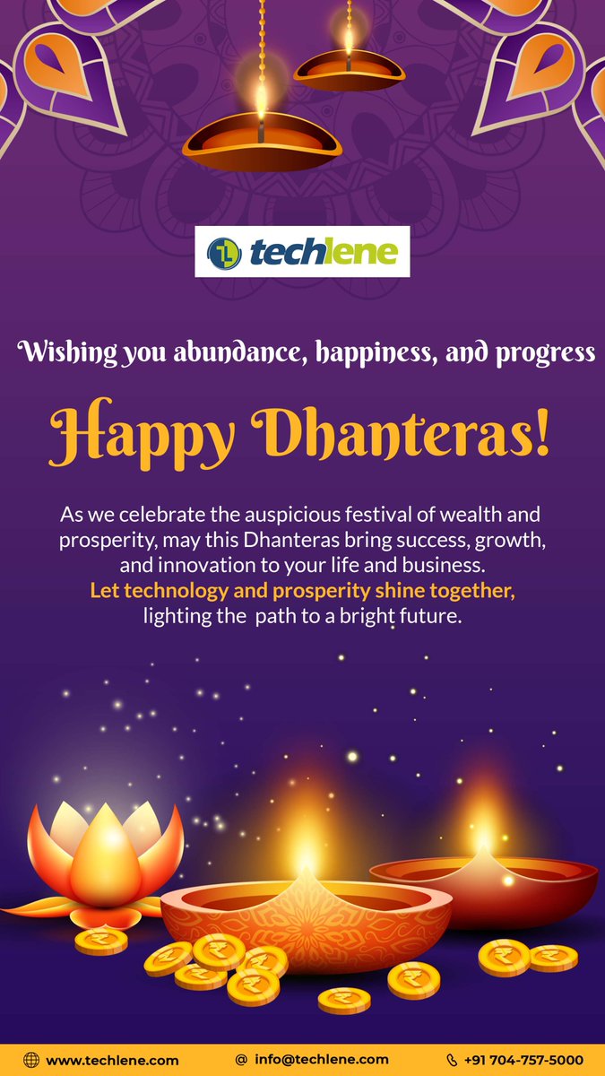 techlene_sspl's tweet image. May this Dhanteras bring prosperity, success, and innovation to all! ✨ Wishing everyone a day filled with new beginnings and abundant blessings.

#HappyDhanteras #Prosperity #FestivalOfWealth #NewBeginnings #Dhanteras2024 #Techlene