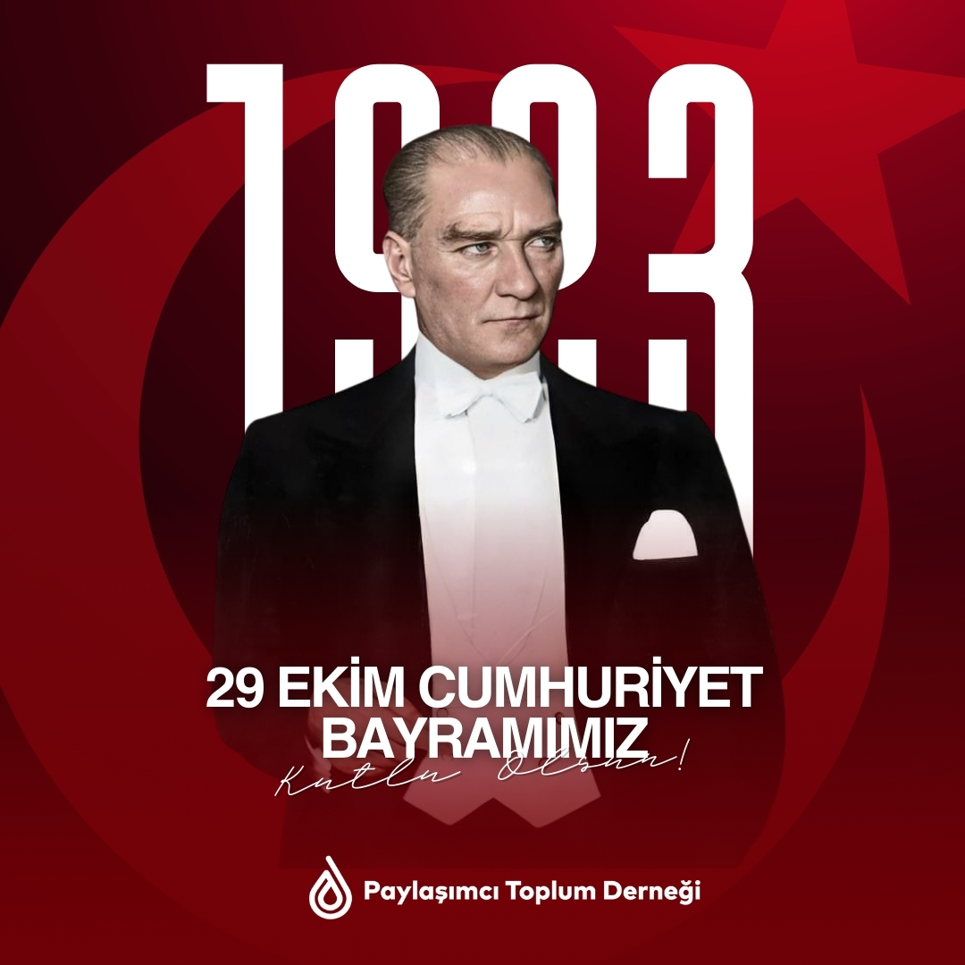 Cumhuriyetimizin kurucusu Gazi Mustafa Kemal Atatürk’ü, silah arkadaşlarını ve kahraman gazilerimizi şükranla anıyor, aziz şehitlerimizi rahmetle yâd ediyoruz. 

Yüce milletimizin 29 Ekim Cumhuriyet Bayramı’nı en içten dileklerimle kutluyoruz.

Yaşasın Cumhuriyet! 🇹🇷