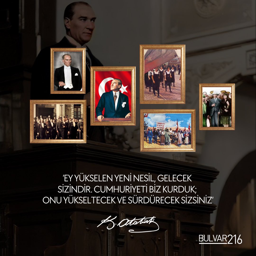 Bulvar216's tweet photo. Aydınlık yarınlarımızın teminatı 29 Ekim Cumhuriyet Bayramımızın 101. Yılı kutlu olsun…
Bizlere bağımsızlığımızı ve özgürlüğümüzü armağan eden Cumhuriyetimizin Kurucusu Gazi Mustafa Kemal Atatürk ve silah arkadaşlarını özlem ve minnetle anıyoruz.
Çok Yaşa Cumhuriyet! 🇹🇷 https://t.co/QWBeTDYWCf