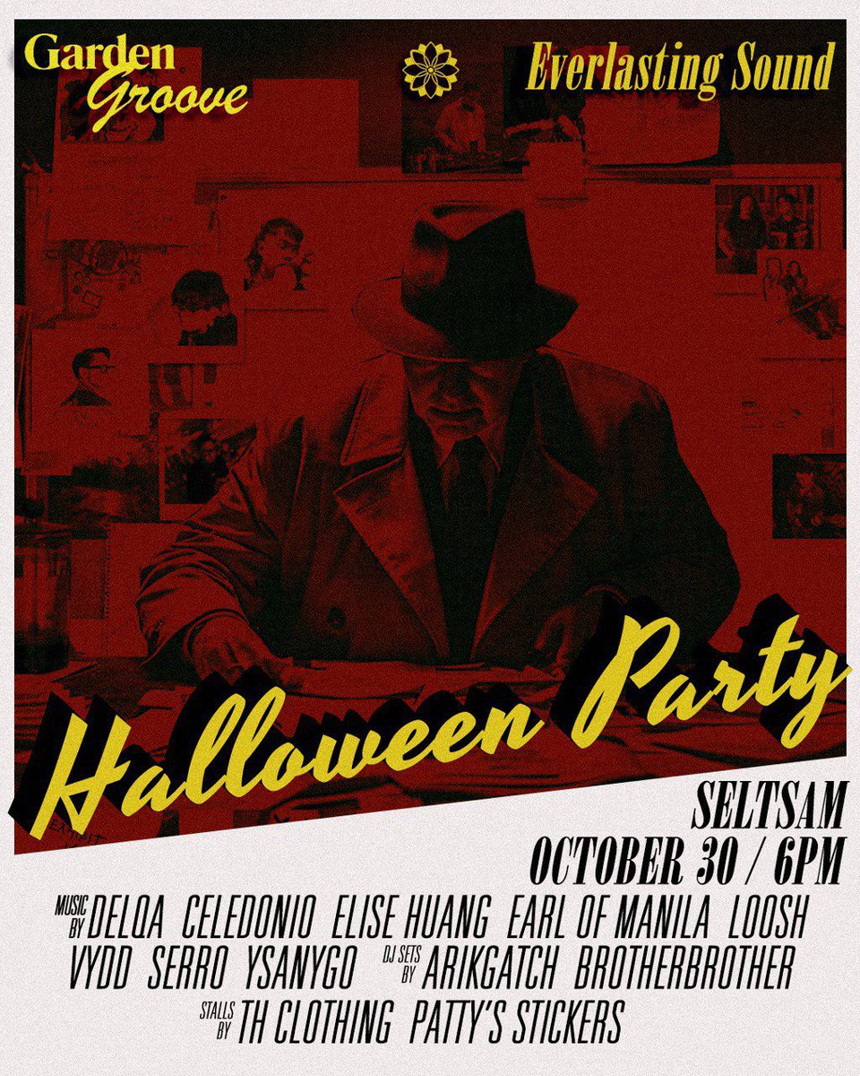 earlofmanila's tweet photo. Get spooky at Garden Groove’s Halloween Costume Party,presented with Everlasting Sound on Oct 30 at Seltsam,Makati! 6PM onwards. Entry is free 

Live Sets:
@Ysanygo 
@elisehuangmusic 
Earl of Manila
@da_vydd 
@serrosound 
Loosh
Delqa
Celedonio

DJ sets:
@ArikGatch 
brotherbrother https://t.co/oMtAs12yZj
