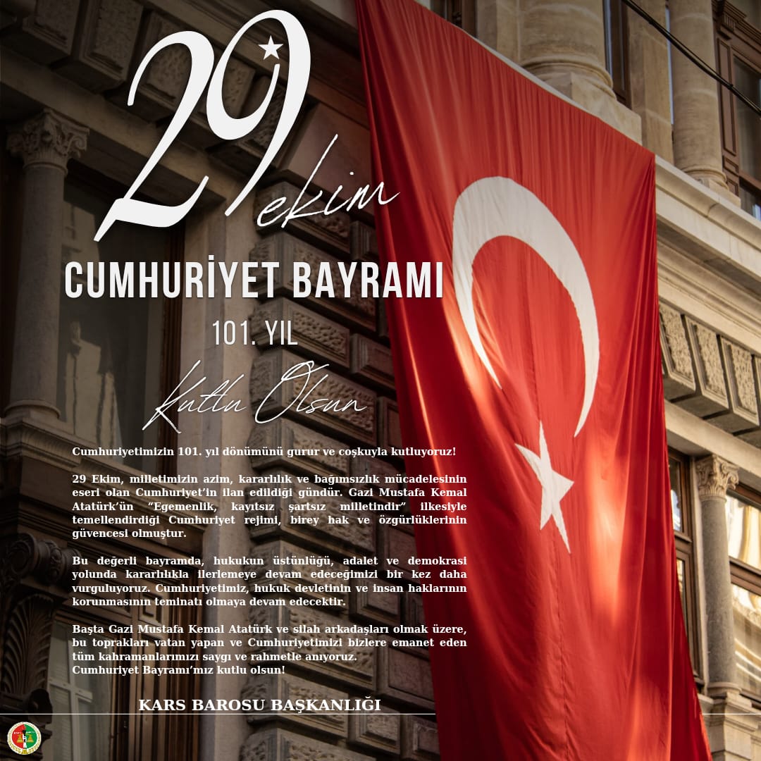Cumhuriyetimizin 101. Yılını Kurtuluşumuzun ve Kuruluşumuzun Kahramanlarına Duyduğumuz Sonsuz Şükran ve Saygıyla Kutluyoruz #29EkimCumhiyetBayramı