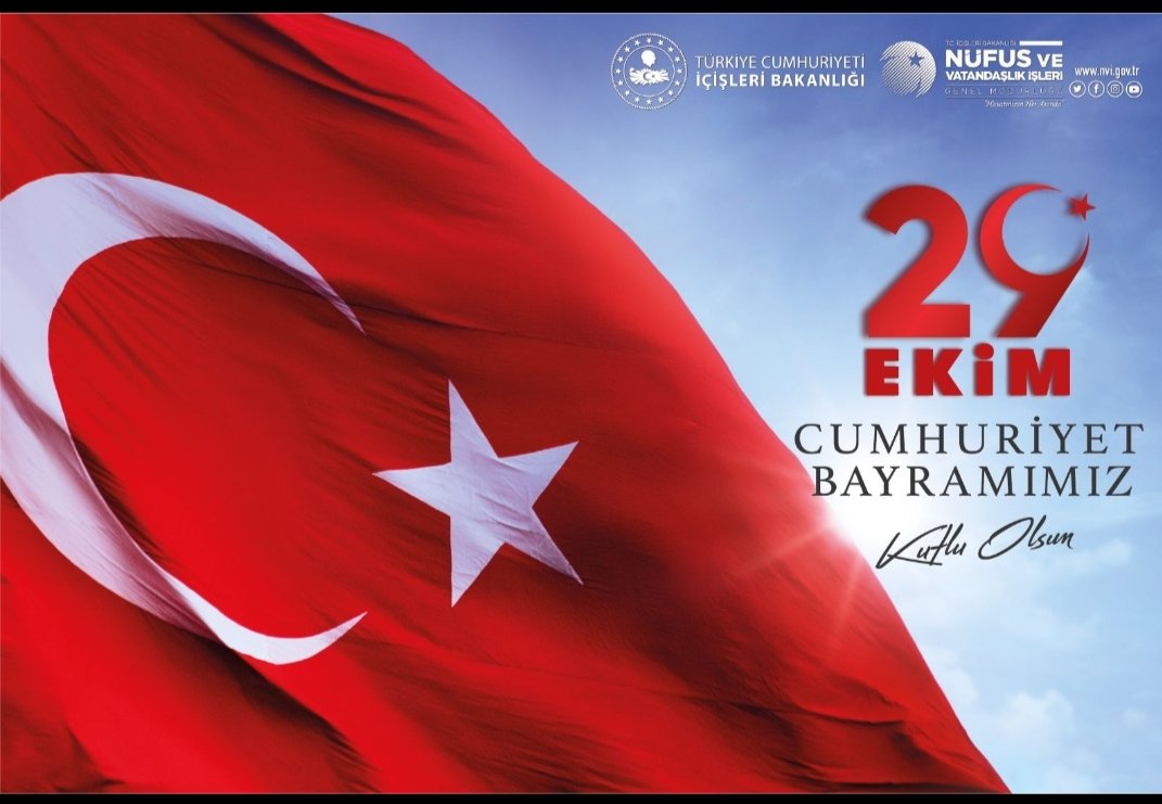 Cumhuriyetimizin 101. yılında Gazi Mustafa Kemal ATATÜRK ve silah arkadaşlarını, aziz şehitlerimizi ve kahraman gazilerimizi saygıyla ve rahmetle anıyorum.🇹🇷

29 Ekim Cumhuriyet Bayramımız kutlu olsun. 🇹🇷