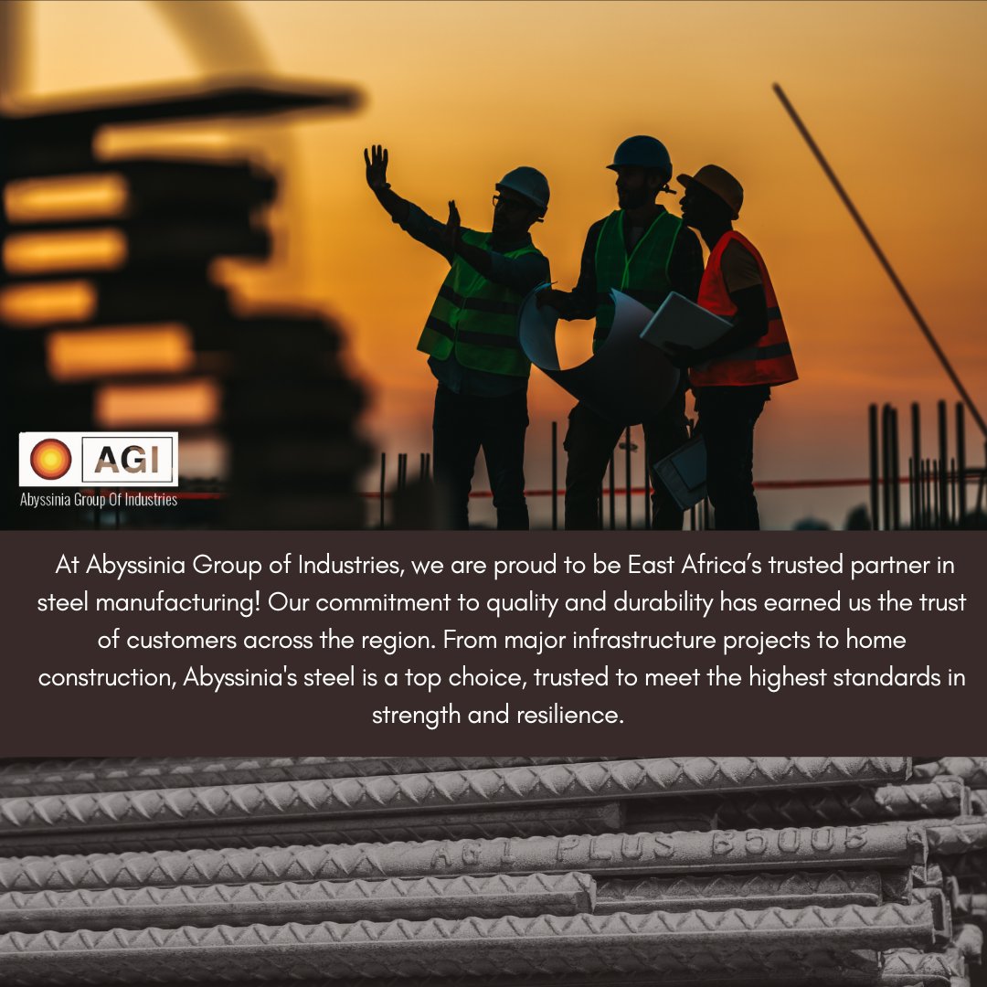 AbyssiniaGroup's tweet image. Thank you for choosing Abyssinia and building a stronger tomorrow with us! Together, we shape the future with steel you can rely on.

#AbyssiniaSteel #TrustedQuality #EastAfricaSteel #BuildingTomorrow #ConstructingTheFutureAfrica