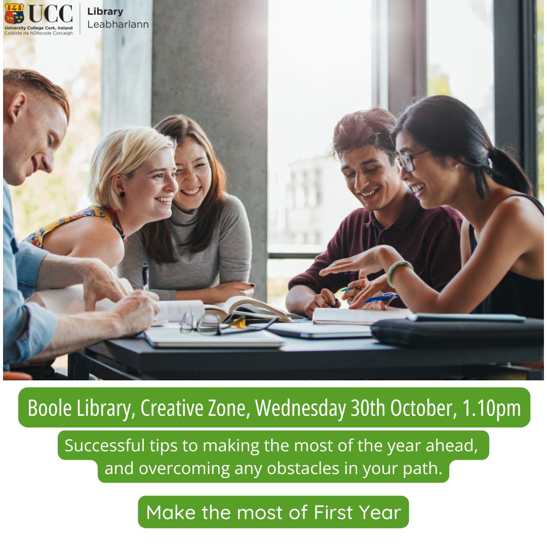Access_UCC's tweet photo. Wondering how to get more involved in campus life, or 
 need a helping hand with the college experience?
Lucrecia Smee, UCC SU Welfare Officer and Alfie Davis, UCC Library Student Engagement, talk on making the most of the resources and supports available to you! #Success 📈🔑☕️ https://t.co/iL01XbPmUe