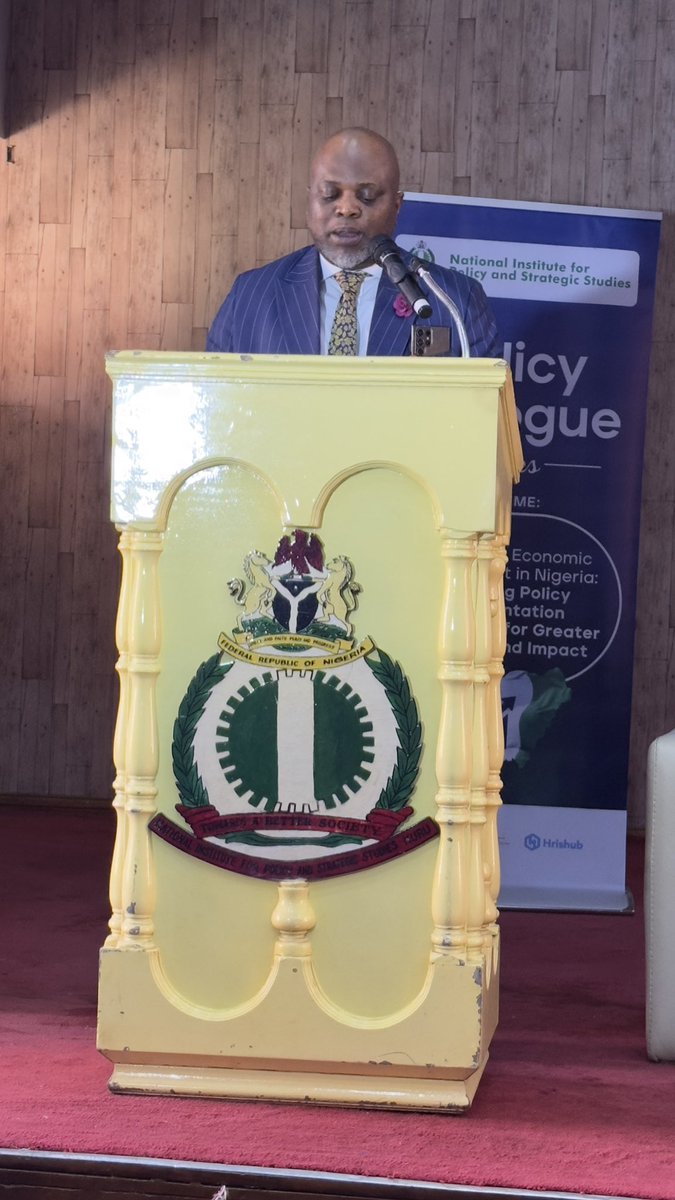 NIPSSKuru's tweet photo. The National Institute Policy Dialogue Ongoing now…

Dr Tope Fasua, Special Adviser on Economic Affairs, Office of the Vice President currently delivering the keynote on “Economic Development in Nigeria: Enhancing Policy Implementation Frameworks for Greater Efficiency and Impact”