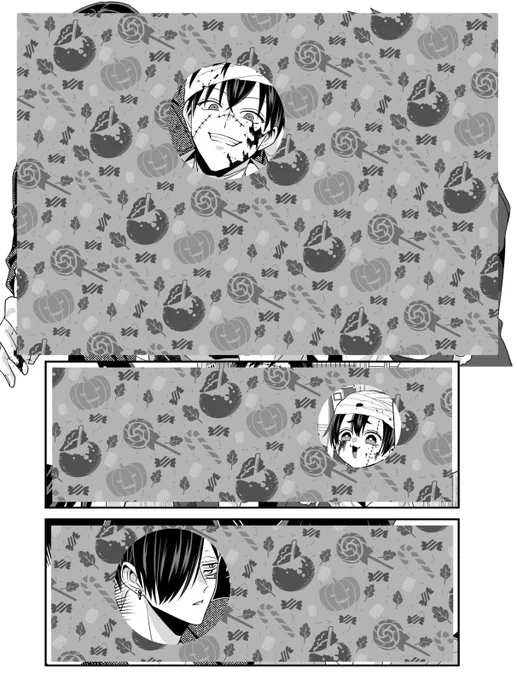 チラ見せポスターに倣ってサンプル!
『#拷問バイトくんの日常』ハロウィン小ネタ漫画になってます!是非機会があればお迎えしてやってください!

#全おかヤンアニぶっ飛び漫画フェア 