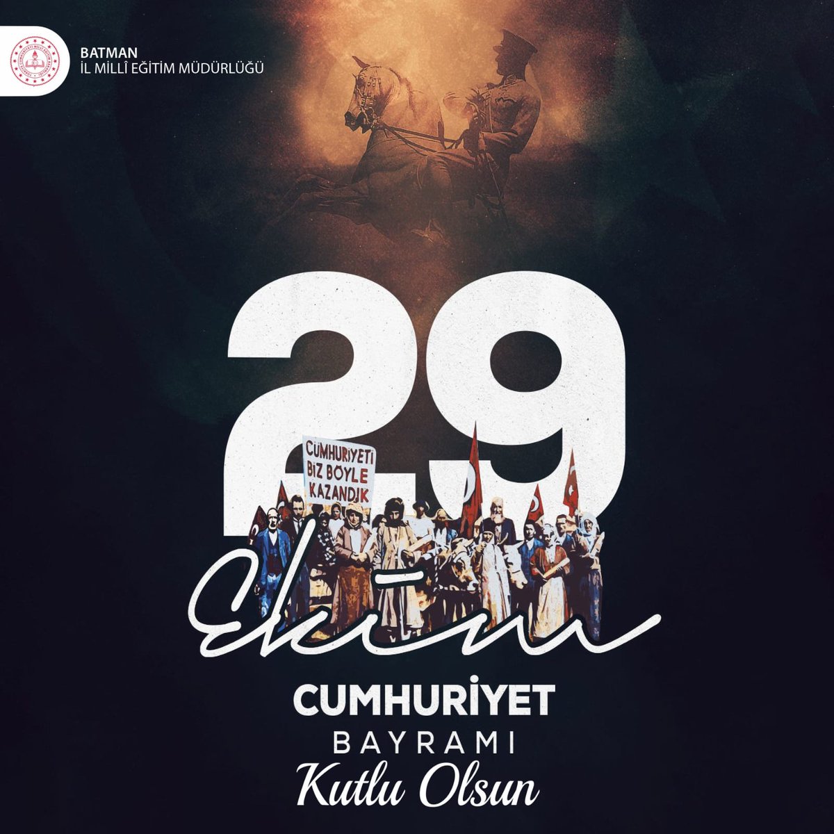 Batman İl Millî Eğitim Müdürlüğü (@batmanilmem) on Twitter photo 29 Ekim Cumhuriyet Bayramımız Kutlu Olsun. 🇹🇷
Cumhuriyetimizin kurucusu Mustafa Kemal Atatürk ile Şanlı İstiklal Mücadelemizin Aziz Kahramanlarını rahmet ve minnetle anıyoruz.
<a href="/tcmeb/">Millî Eğitim Bakanlığı</a> <a href="/Yusuf__Tekin/">Yusuf Tekin</a> <a href="/batmanvaliligi/">Batman Valiliği</a> <a href="/MahmutKurtaran1/">Mahmut Kurtaran</a> 29 Ekim Cumhuriyet Bayramımız Kutlu Olsun. 🇹🇷
Cumhuriyetimizin kurucusu Mustafa Kemal Atatürk ile Şanlı İstiklal Mücadelemizin Aziz Kahramanlarını rahmet ve minnetle anıyoruz.
<a href="/tcmeb/">Millî Eğitim Bakanlığı</a> <a href="/Yusuf__Tekin/">Yusuf Tekin</a> <a href="/batmanvaliligi/">Batman Valiliği</a> <a href="/MahmutKurtaran1/">Mahmut Kurtaran</a>
