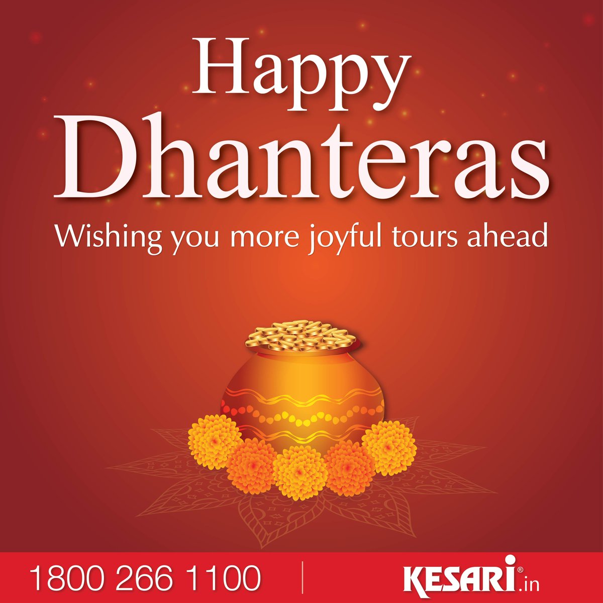Kesari_Tours's tweet image. ✨ This Dhanteras, may your journey be filled with wealth, health, and endless blessings! 🌟 Kesari Tours wishes you a prosperous and joyful start to the festive season. Happy Dhanteras! ✨ 

#KesariTours #DhanterasWishes