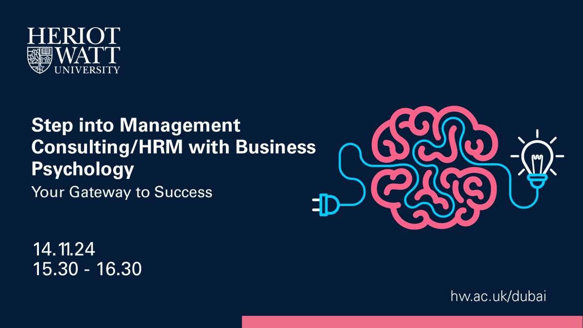 Explore new career pathways in Management Consulting and Human Resource Management with our upcoming webinar 'Step into Management Consulting/HRM with Business Psychology – Your Gateway to Success! on 14th of November 2024 ’.  

Register here: eventbrite.com/e/105649353359…