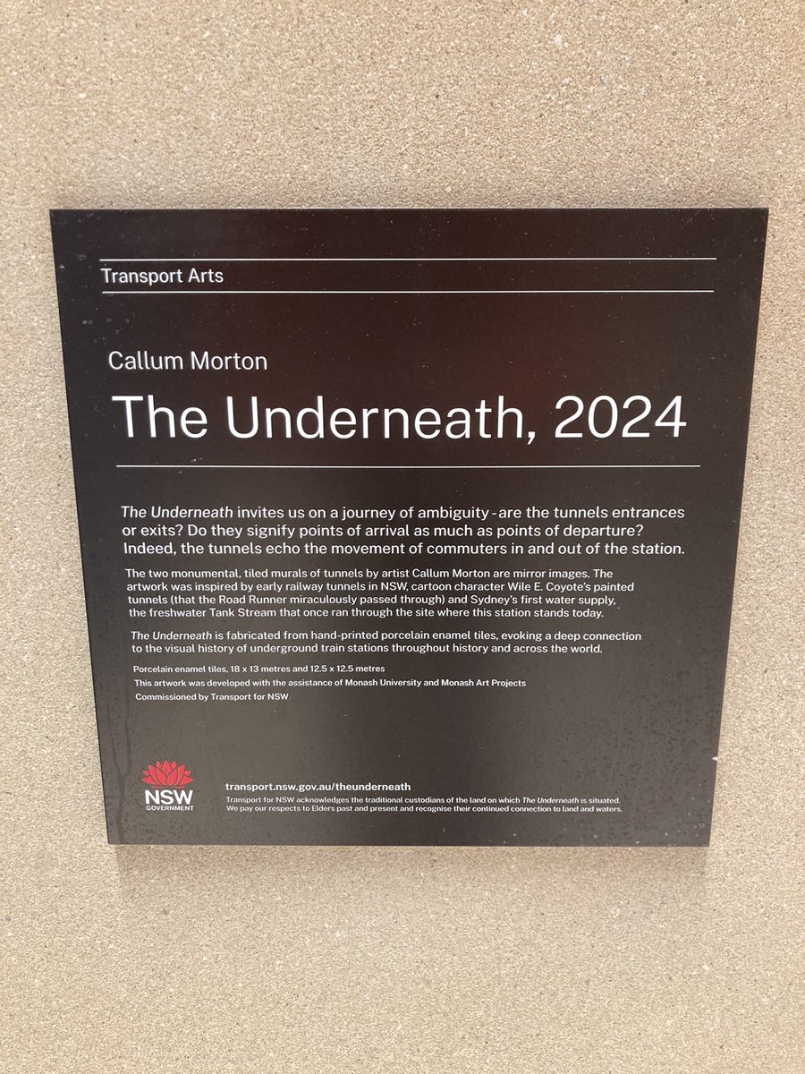 Best thing on this trip to Sydney is discovering the new extension to the <a href="/sydneymetro/">Sydney Metro</a> project. And blow me down the first of the artworks that I see at one of the stations is my old bookselling buddy <a href="/callummorte/">callum morton</a>’s wonderful “The Underneath”