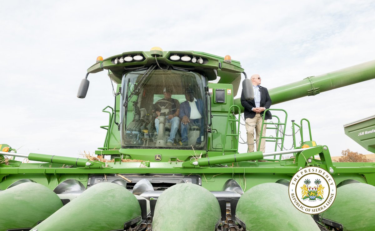 julius_maadabio's tweet photo. I had the pleasure of visiting Steven Kuiper at Demoss Farm in Iowa during the corn harvest of his 80-acre operation. I was truly impressed by how Steven has embraced mechanization to enhance productivity on his farm. 

Iowa is critical in our drive to deliver on our Feed Salone agenda, considering the expertise we mobilize to support our efforts to transform our arable lands to high yield crop farms. Our goal is to foster inclusive growth, increase local food production, decrease our reliance on food imports, combat hunger, boost export revenues, create job opportunities, and develop a resilient food system.

I extend my gratitude to the leadership of Iowa Corn for the fruitful engagement, and I look forward to establishing a sustainable partnership to support our Feed Salone initiative.