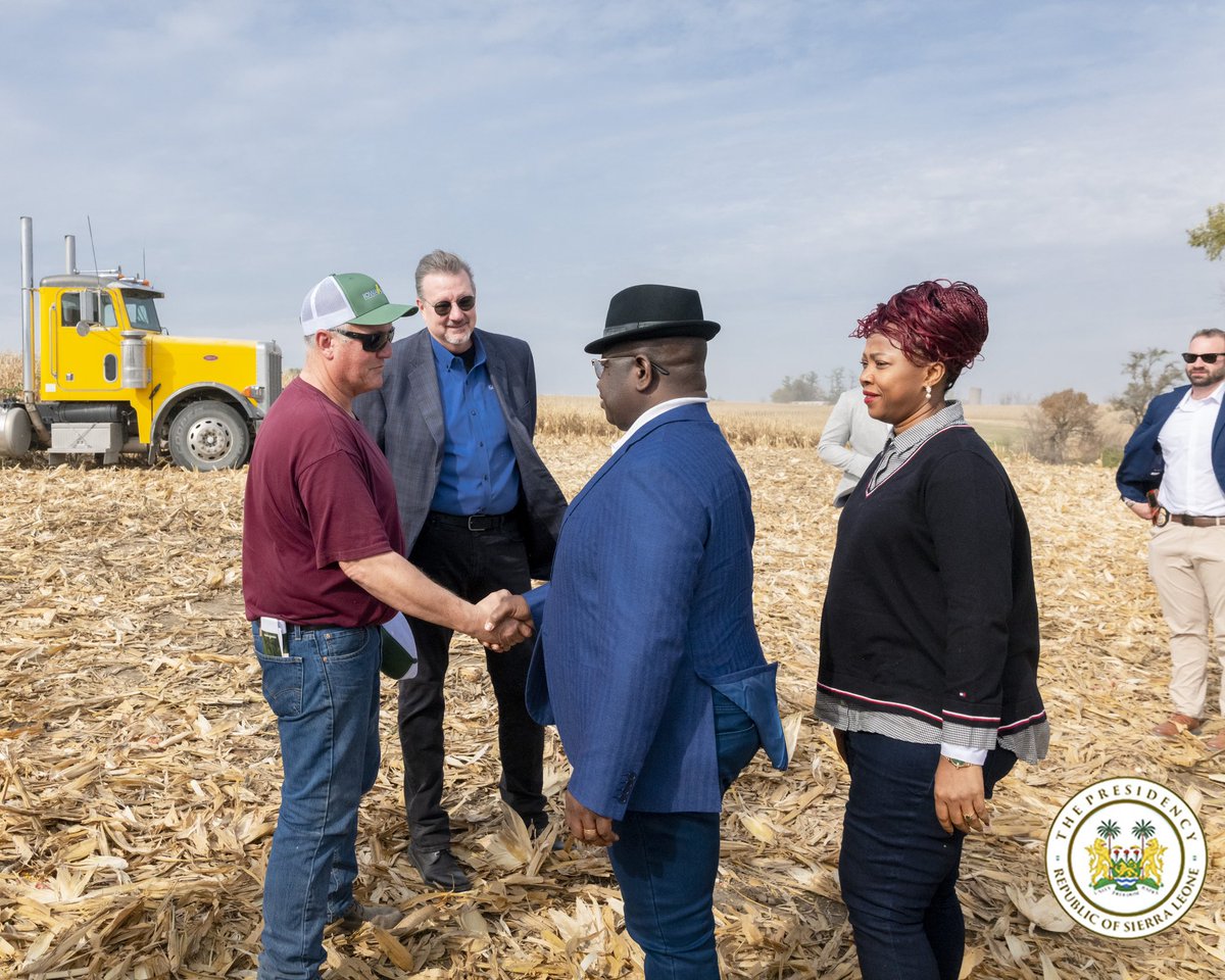 julius_maadabio's tweet photo. I had the pleasure of visiting Steven Kuiper at Demoss Farm in Iowa during the corn harvest of his 80-acre operation. I was truly impressed by how Steven has embraced mechanization to enhance productivity on his farm. 

Iowa is critical in our drive to deliver on our Feed Salone agenda, considering the expertise we mobilize to support our efforts to transform our arable lands to high yield crop farms. Our goal is to foster inclusive growth, increase local food production, decrease our reliance on food imports, combat hunger, boost export revenues, create job opportunities, and develop a resilient food system.

I extend my gratitude to the leadership of Iowa Corn for the fruitful engagement, and I look forward to establishing a sustainable partnership to support our Feed Salone initiative.