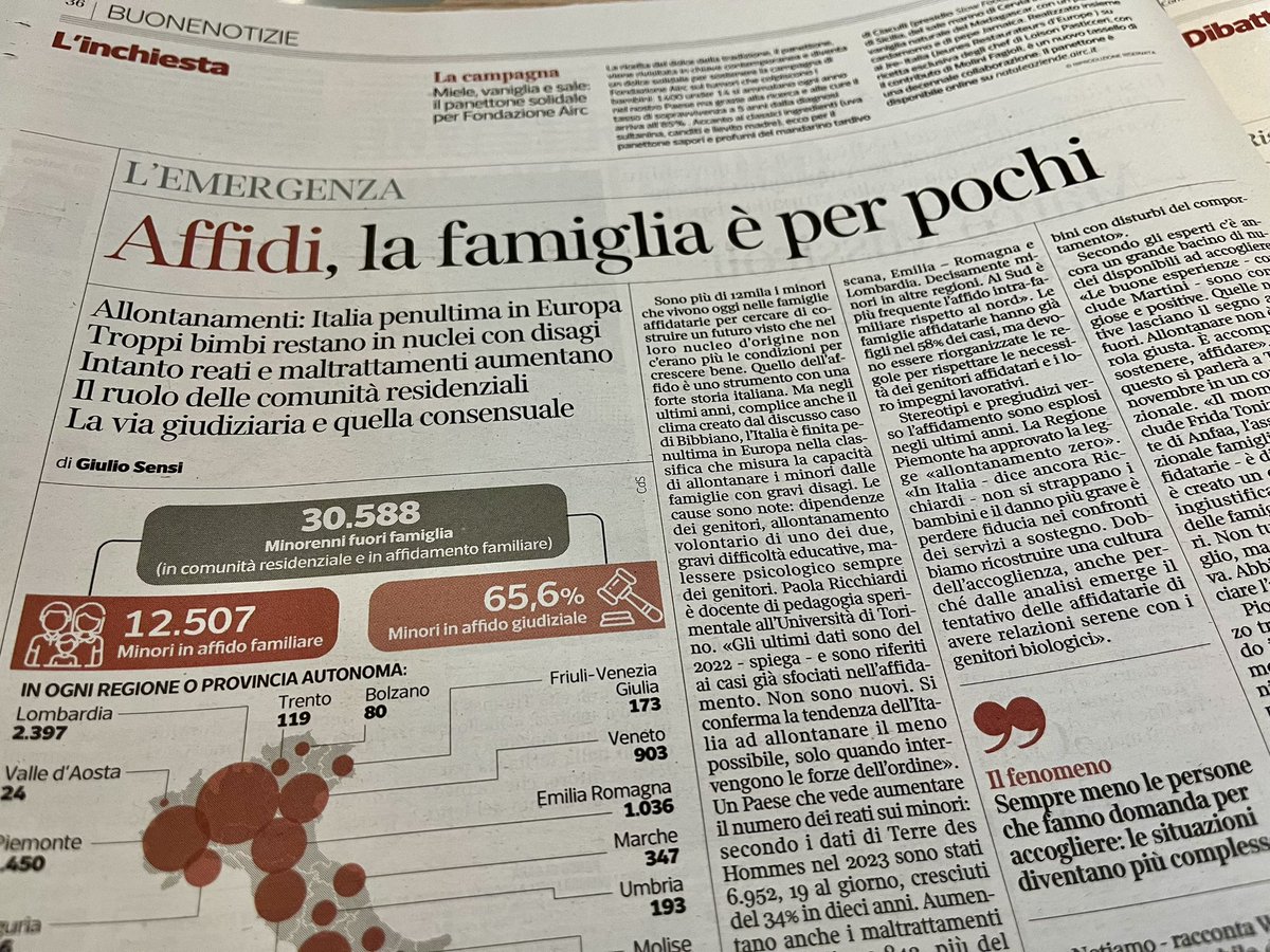 Dove sta andando l’affidamento familiare in Italia? L’inchiesta oggi su <a href="/CorriereBN/">CorriereBuoneNotizie</a> racconta le potenzialità ancora forti e la scarsa valorizzazione dell’ #affido. In edicola col <a href="/Corriere/">Corriere della Sera</a>