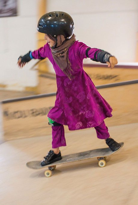 'The Skate Girls of Kabul' photographic series by Jessica Fulford-Dobson featuring girls from the Afghan capital before the Taliban took control. Their latest misogynistic restrictions on women/girls include banning women from even speaking to each other #womensart