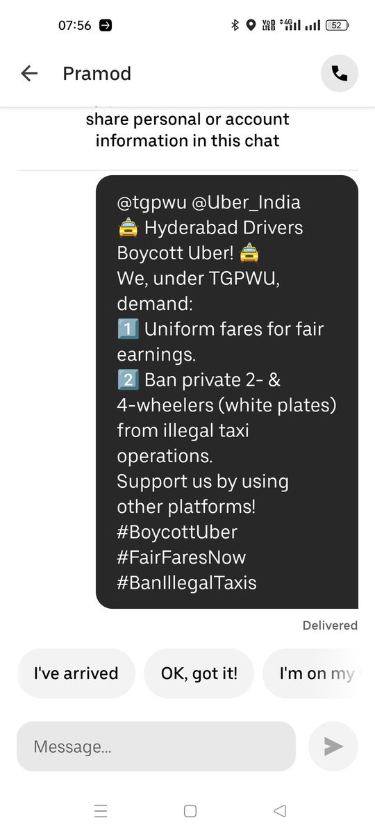 mohdmazhar19309's tweet photo. @Uber_India @Uber_Support@tgpwu manzil toh apni jagah hai per manzil tak jaoge kaese without cabbie kabhi hum se bhi pucho #uberboycott
@tgpwu @Uber_India
🚖 Hyderabad Drivers Boycott Uber https://t.co/fsNwzX8ZkS
