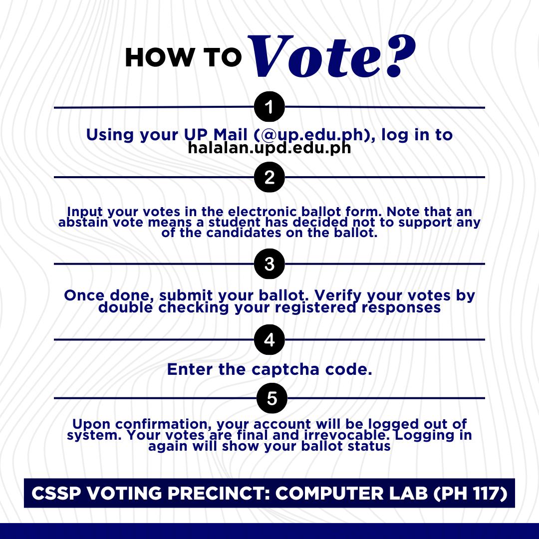 UPCSSPFSTC's tweet photo. Maaari ring magtungo sa on-site voting precinct sa PH 117 (CSSP Computer Lab).  Magtatapos ang botohan bukas, Okt. 30, 5 PM. 🖥️ 

Bilang tulong sa pagpili ng mga susunod na lider-estudyante, naririto ang mga voting kits ng CSSP FSTC at CSSP SC upang maging gabay sa pagboto. 💡 https://t.co/2ez4tkii4f