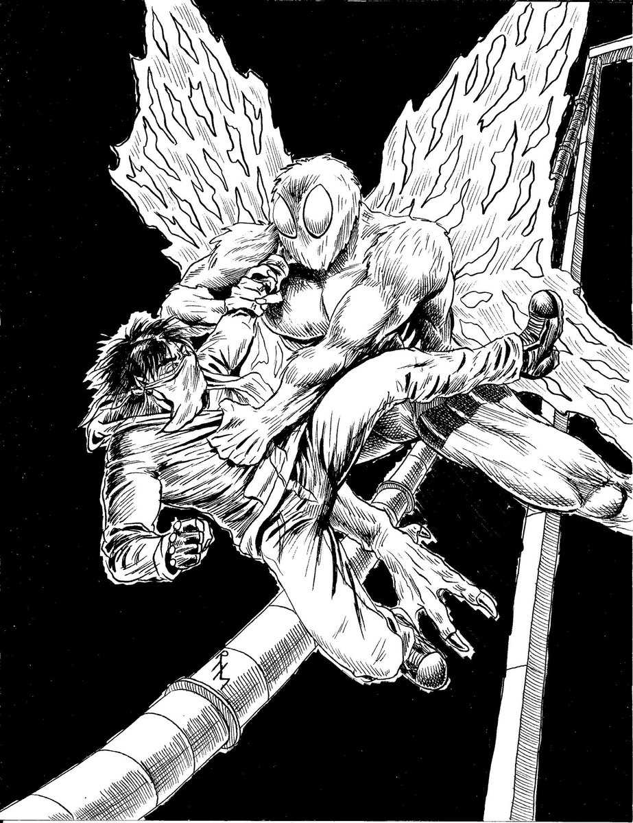 Marrok has his hands full in these #inktober2024 pieces drawn by <a href="/Zanco96/">Grizzilla</a> #Mothman #JasonVoorhees #indie #comics #indiecomics