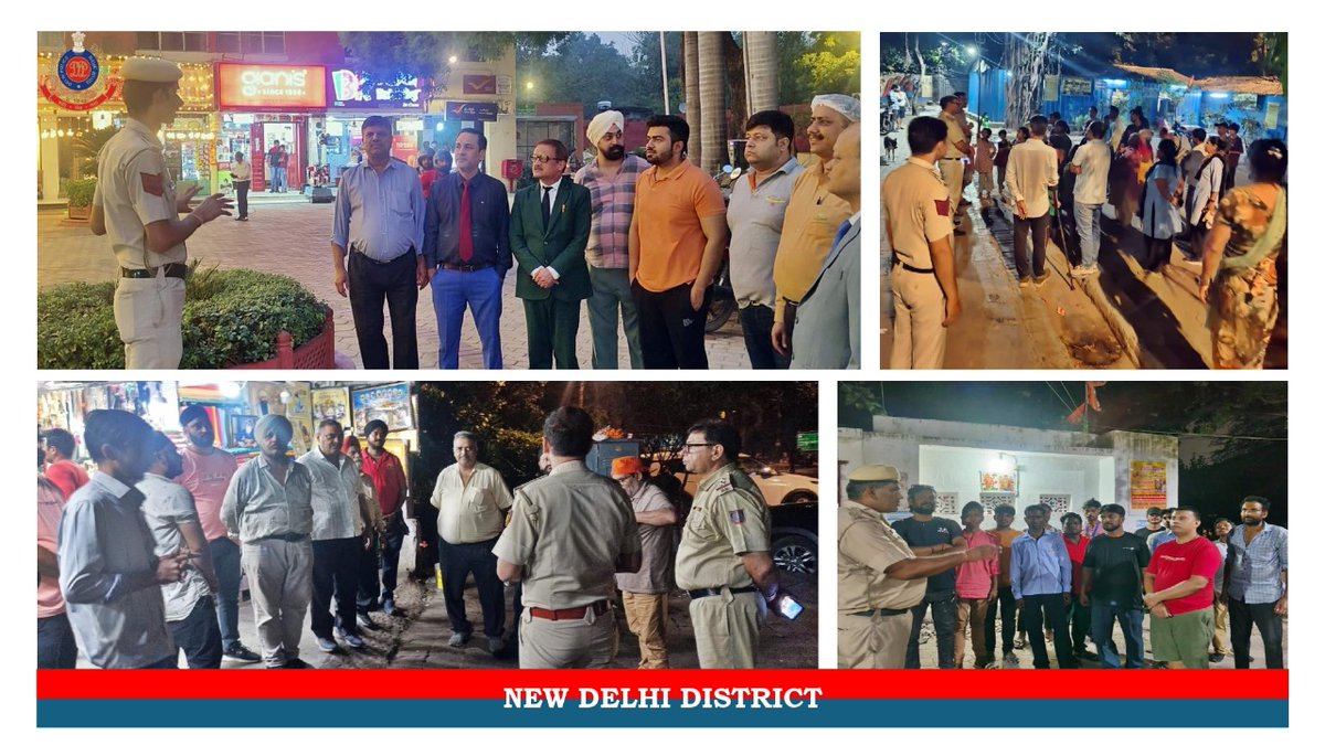 DCPNewDelhi's tweet photo. New Delhi District Police is engaging with RWAs/MWAs/shopkeepers to strengthen community partnerships and enhance security measures for the upcoming festivies. Our officers are vigilant &amp; ready to respond to any situation. Together, let's make this a joyous and safe celebration. https://t.co/uf8LBhLQ58