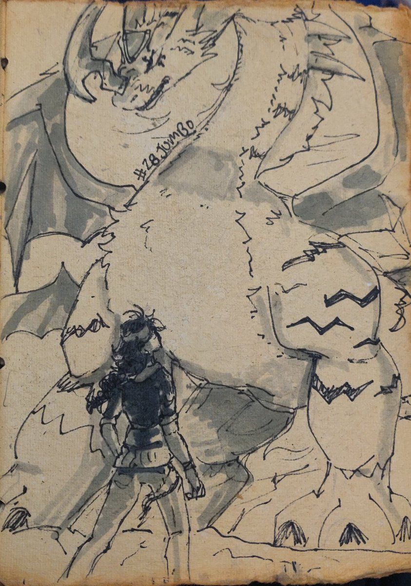 WhateverCryptid's tweet image. Dorugreymon is a jumbo boy! 
--- 
#inktober2024 #inktoberjumbo #dorumon #dorugreymon #digimon 
---