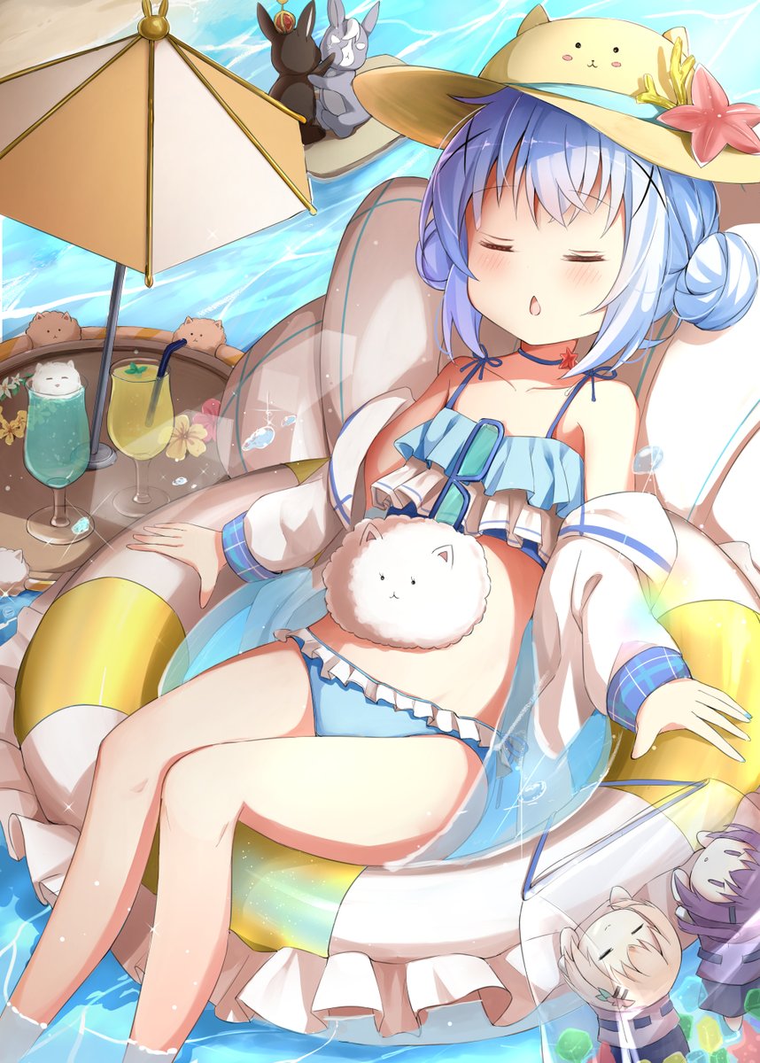 #ご注文はうさぎですか #ごちうさ のんびり夏のチノちゃん描きました！夏はもう終わりましたけど、まだまだ夏が恋しくなります！