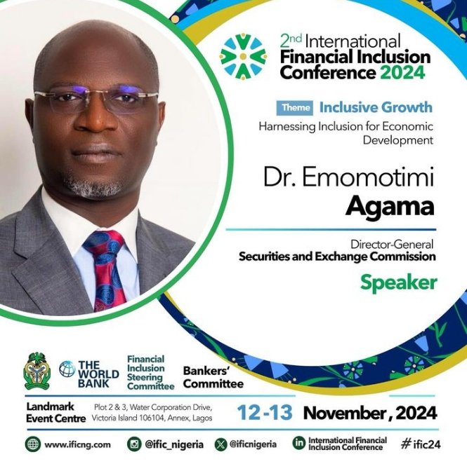 Financiallitng's tweet photo. Excited to announce Dr. Emomotimi Agama as a speaker at the 2nd Int'l Financial Inclusion Conference 2024!
Join us on 12-13 Nov in Lagos to discuss Inclusive Growth: Harnessing Inclusion for Economic Development.
#IFIC24 #FinancialInclusion https://t.co/Qp3L3Kb3Vt