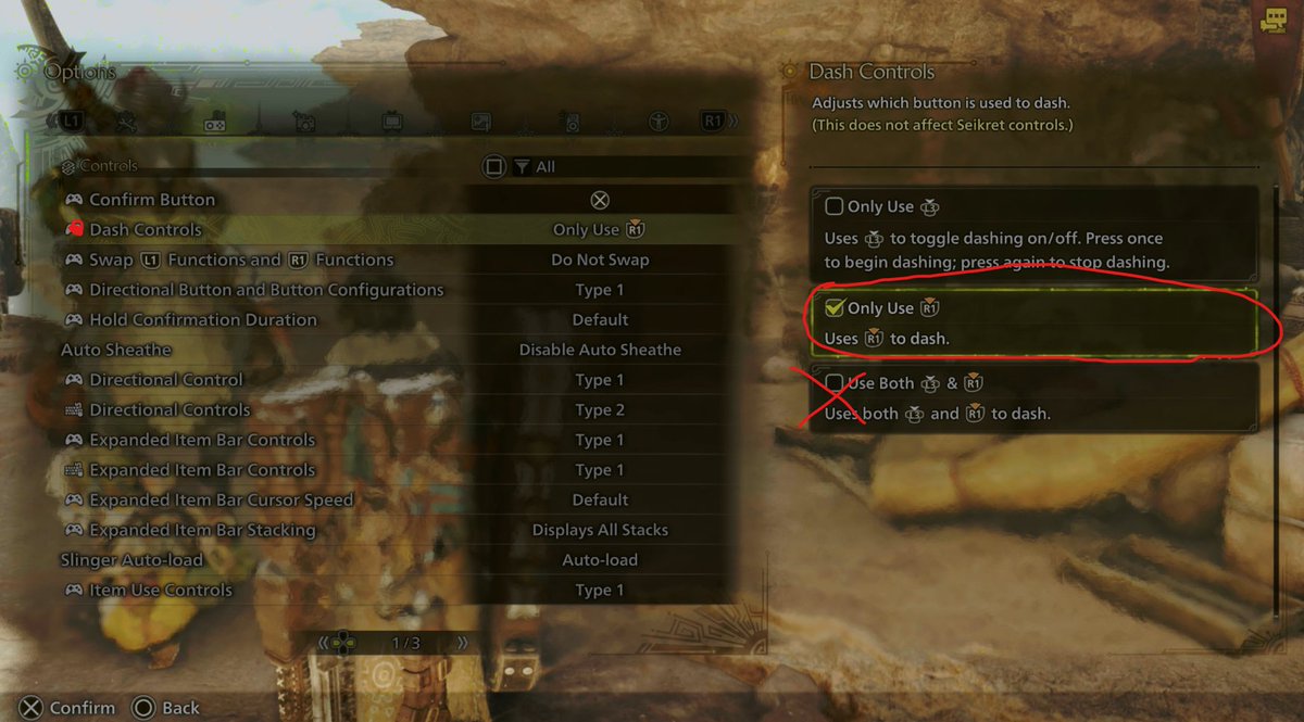 ARE YOU FINDING YOURSELF SHEATHING RANDOMINGLY IN A FIGHT????

ITS THIS DUMB OPTION

please change it to "Only use R1"

L3 was defaulted to "toggle run" that automatically sheaths your weapon literally nobody wants this

#MHWilds