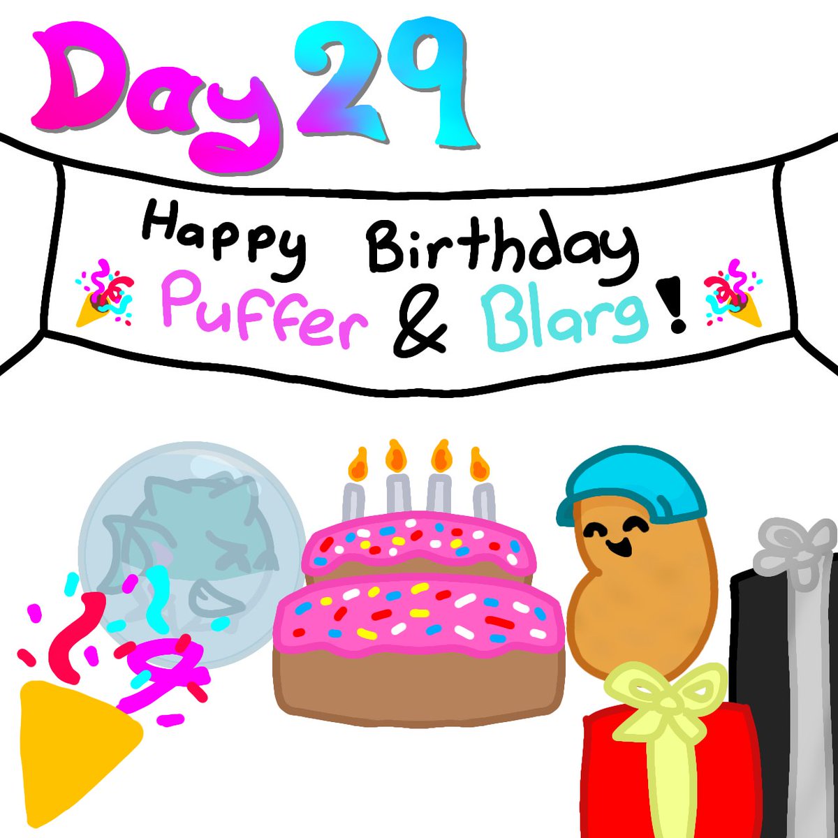 r0nj_4lt's tweet photo. Happy Birthday Blarg &amp; Puffer! >~< 

Wishing both of you more blessings 🧡

(Day 29 of #frousetober2024 ) https://t.co/UhjlfRMx7i