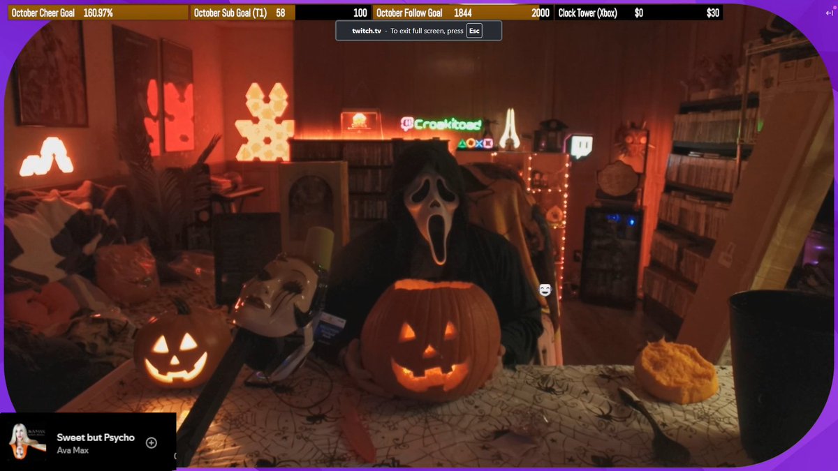 croakitoad's tweet photo. FIRST EVER pumpkin carving success last night! 🎃 Thanks everybody for hanging out, that was fun! We also finished #ChooChooCharles, #Apartament1406 and #FileDestined for Croaktober! #Halloween #HappyHalloween #Twitch #Croakitoad #Scream #Ghostface https://t.co/erXCSM9ZvZ