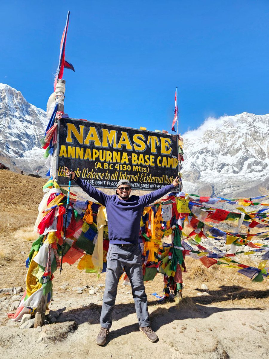 RahulDa6151's tweet photo. 🌄 Completed the Annapurna Base Camp Trek 🌄

Thrilled to share that I just wrapped up the iconic Annapurna Base Camp trek, covering the breathtaking journey in 6 days! 

#AnnapurnaBaseCamp #Trekking #TravelExperiences #AdventureAwaits #HikingJourney https://t.co/sAgTCGQx4o