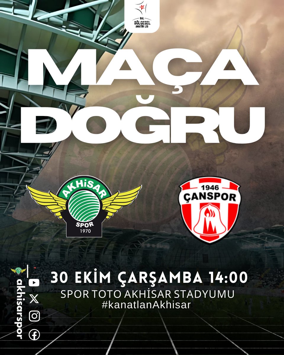 Yarın kendi stadyumumuzda saat 14:00'te Yeniçanspor ile karşılaşıyoruz! Takımımızı desteklemek ve tribünleri yeşil-siyah renklere boyamak için bütün taraftarlarımızı yanımızda görmek istiyoruz!

🎉 Tribünlerde buluşalım, Akhisarspor’un gücünü birlikte gösterelim!