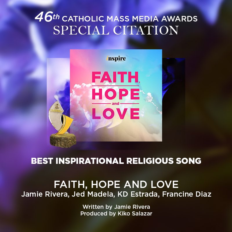 StarMusicPH's tweet photo. Congratulations to @JamieRivera829, @jedmadela, @kdestrada_, and @francinecarreld for receiving a Special Citation under the Best Inspirational Religious Song at the 46th Catholic Mass Media Awards! 🙏🏼 This is for #FaithHopeAndLove ✨

Stream here: 🎧 https://t.co/tckHPbkujN

#JamieRivera #JedMadela #KDEstrada #FrancineDiaz #InspireMusic
