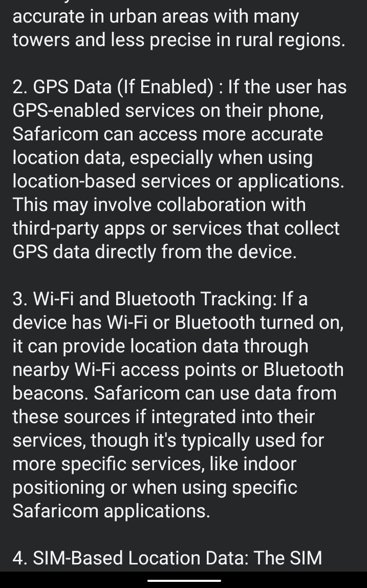 WillieMaximke's tweet photo. You'll here acting surprised when the papers report that Safaricom is used by authorities to track one's location.

Me thought it's common knowledge.

This is what happens.

Safaricom, like other mobile network providers( Airtel,JTL , etc) can track a user's location. https://t.co/p5I1vCjNWs