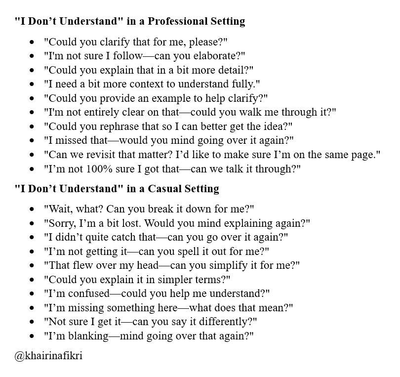 anssxh's tweet photo. Better Ways to Say "I Don't Understand"📌 https://t.co/YulIY7JAjr