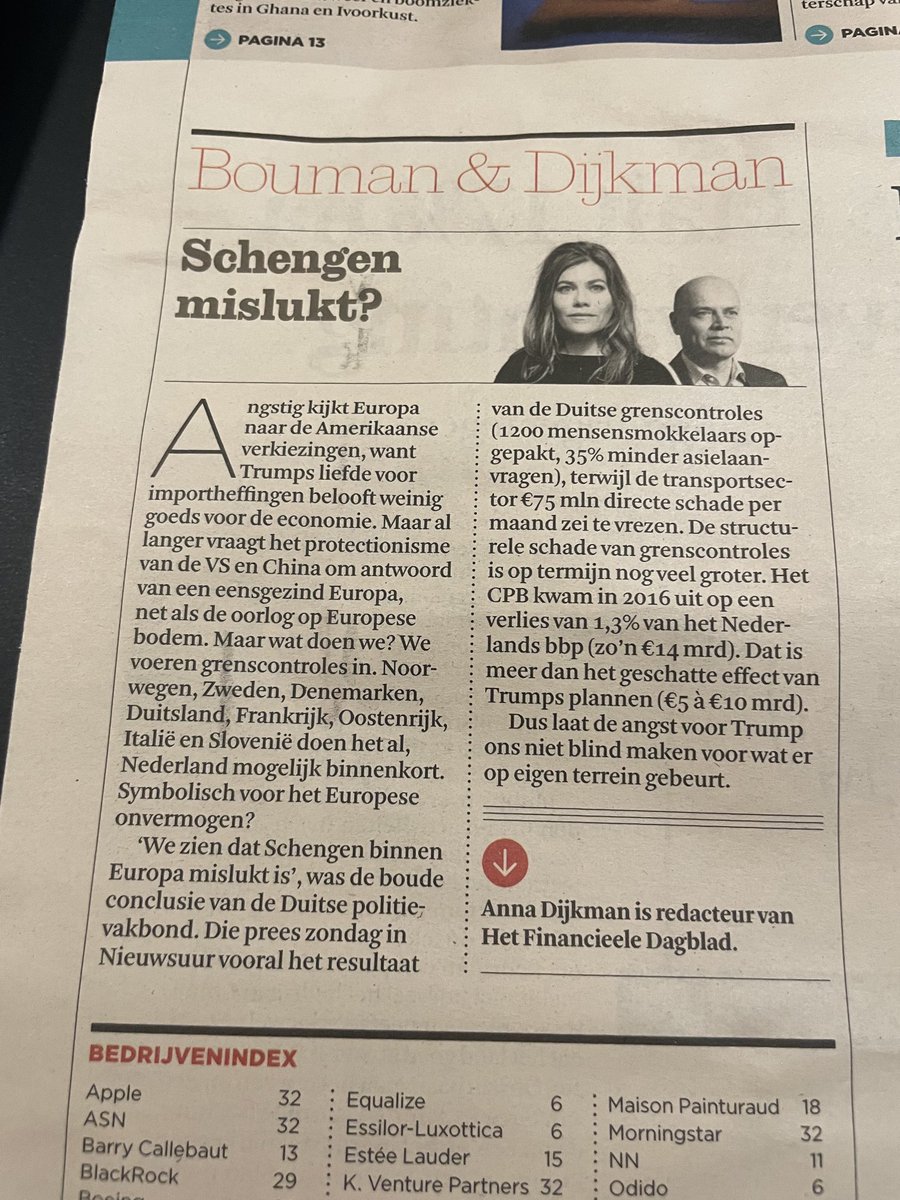 AlbertJanMaat's tweet photo. Met ⁦@mathijsbouman⁩ en ⁦@annadijkman⁩ bijna altijd een juweeltje van een column in het ⁦@FD_Nieuws⁩ ! https://t.co/LNVbW6Dkdg
