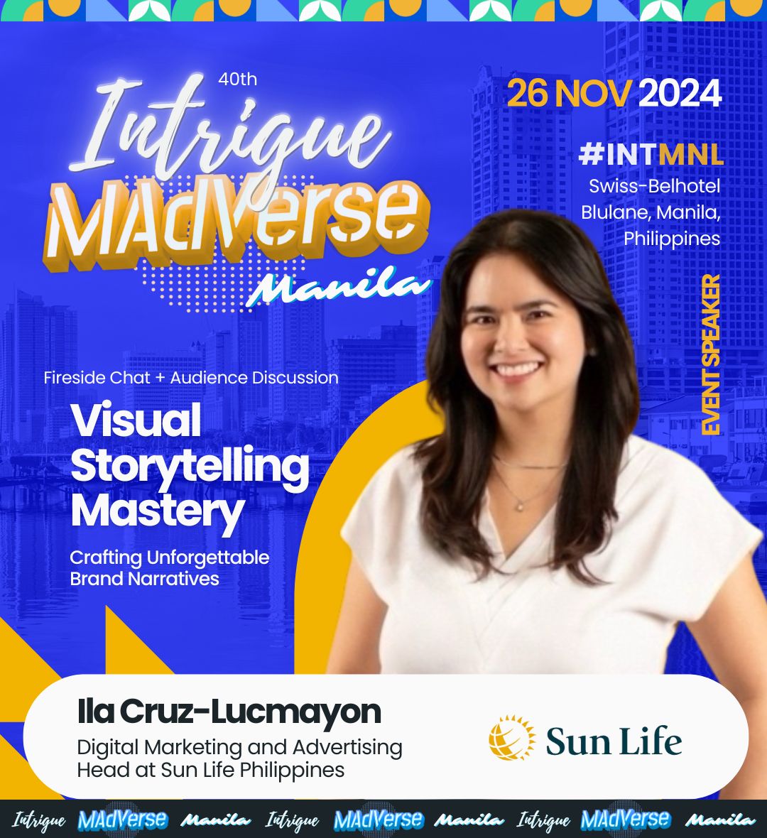 salesgasm's tweet photo. We’re thrilled to welcome Ila Cruz-Lucmayon, Digital Marketing and Advertising Head at Sun Life Philippines, to the 40th Intrigue MAdVerse Summit in Manila! Join us for an inspiring Fireside Chat + Audience Discussion on Visual Storytelling Mastery.

Don't miss out on the chance https://t.co/9dluASu2d8