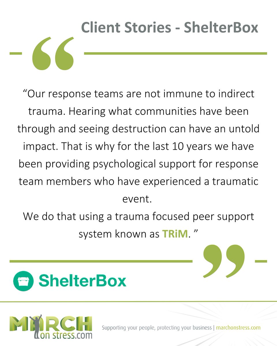 TRiM isn't only for medical or emergency services. Learn how <a href="/ShelterBox/">ShelterBox</a> (who provide emergency shelter and supplies to support communities following disaster)  use TRiM to support their response teams bit.ly/48ujeWy <a href="/ProfNGreenberg/">Professor Neil Greenberg</a> <a href="/GMGodden/">Georgina M Godden</a>