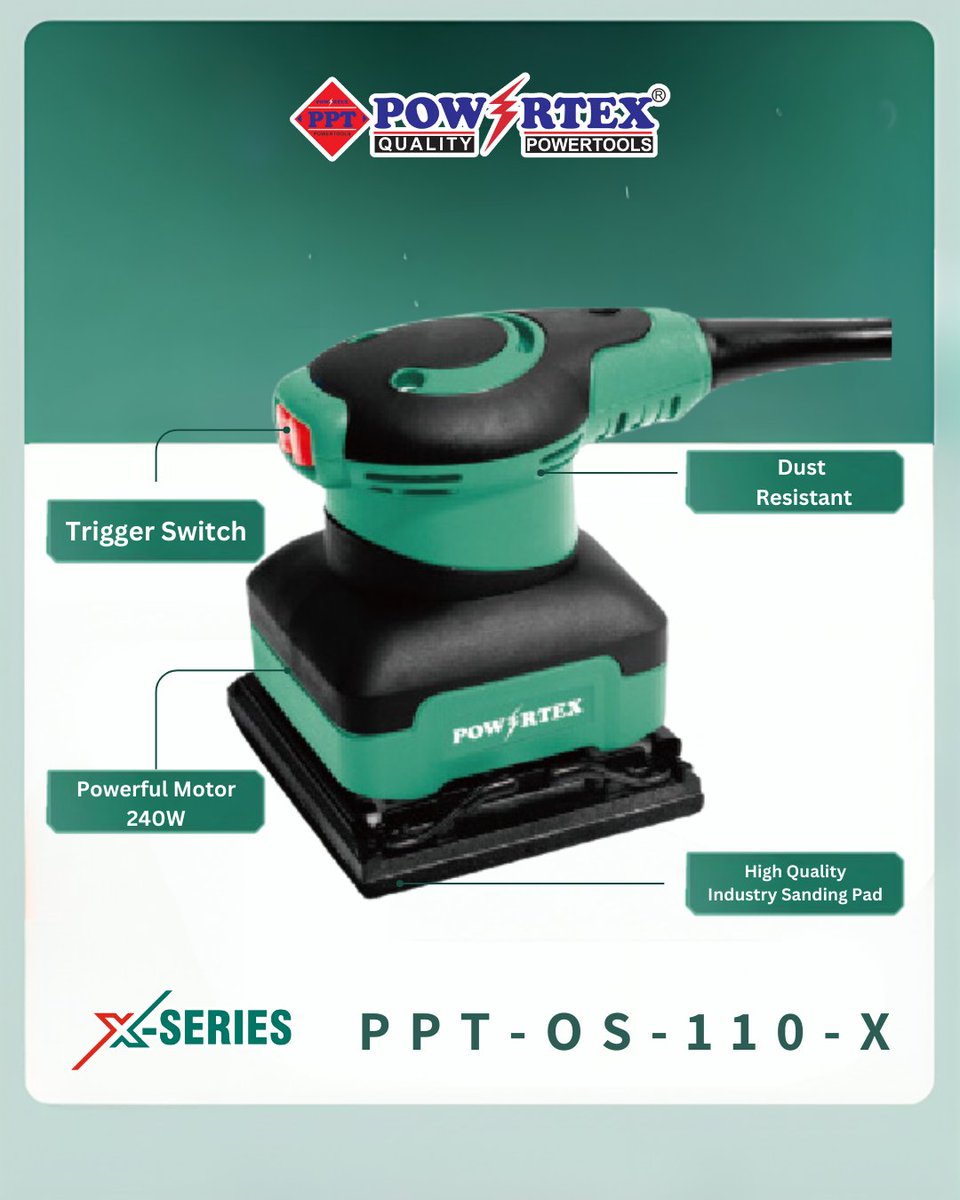 Powertextool's tweet image. Powertex Orbital Sander: Your Ultimate Sanding Companion
-The Powertex Orbital Sander
(PPT-OS-110-X)  is designed to make your sanding tasks effortless and efficient-
#Powertex #OrbitalSander #SandingTools #DIY #Woodworking  #Sanding #newedition #xseries #powertextools