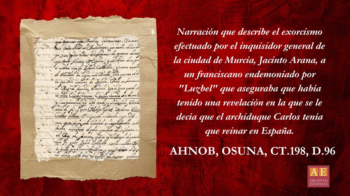 ArchivosEst's tweet photo. 👻El mes de octubre se acaba y os proponemos plan para #Halloween👇

😱¿Qué os parece leer sobre un exorcismo en Murcia en el s. XVIII? En #HistoriasDeArchivo os traemos este escalofriante documento conservado en el Archivo Histórico de la Nobleza (#AHNOB) de @culturagob 

🧵⬇️ https://t.co/lr3vbOlGHH