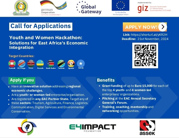 East African Youth Network (@eaynofficial) on Twitter photo <a href="/jumuiya/">East African Community</a> <a href="/eacgiz/">GIZ support to the East African Community</a> and <a href="/eacsof/">EACSOF Secretariat</a> with financial support from the <a href="/europeanunion/">European Union</a> has designed a Hackathon to drive regional economic integration within the <a href="/jumuiya/">East African Community</a> by harnessing the creativity and entrepreneurial spirit of women and youth CSOs from All #EAC Partner States. <a href="/jumuiya/">East African Community</a> <a href="/eacgiz/">GIZ support to the East African Community</a> and <a href="/eacsof/">EACSOF Secretariat</a> with financial support from the <a href="/europeanunion/">European Union</a> has designed a Hackathon to drive regional economic integration within the <a href="/jumuiya/">East African Community</a> by harnessing the creativity and entrepreneurial spirit of women and youth CSOs from All #EAC Partner States.