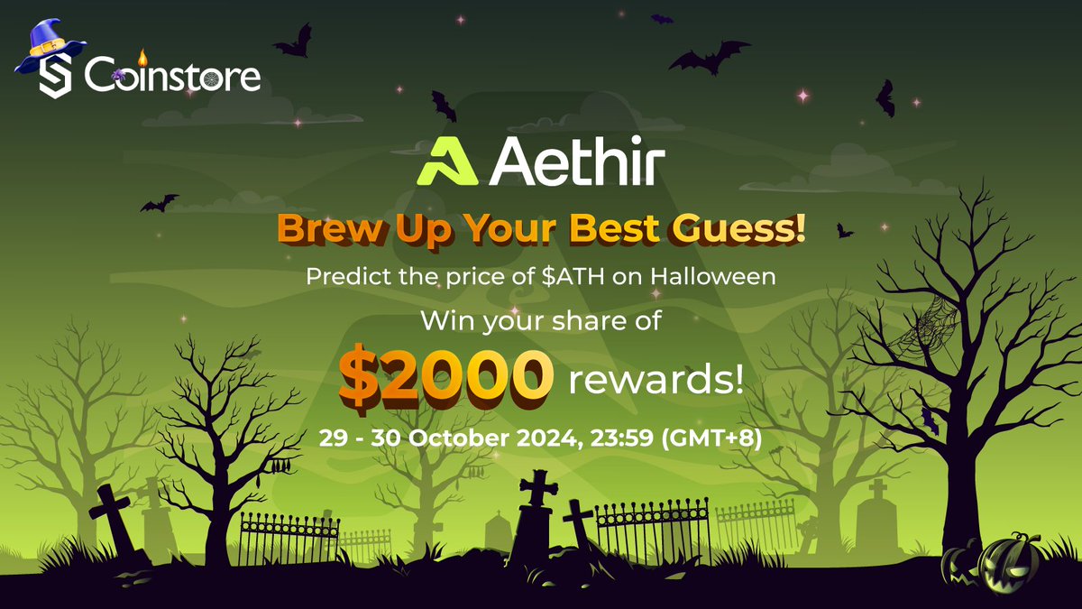 🎃 Brew Up Your Best Guess &amp; Win Big This Halloween! 👻

📊 Predict the price of $ATH within the range of the daily chart for 31 October 2024 (00:00 - 23:59 GMT+8) and win from a $2,000 Airdrop! 💰

🗓️ Campaign Period: 29/10/2024 - 30/10/2024, 23:59 (UTC+8)

🔗 To participate: